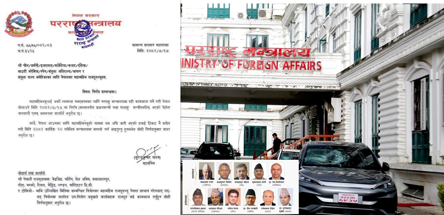 सर्वाेच्चले समेत जोगाउन सकेन राजदूतको पद, २० गतेभित्र फर्कन परराष्ट्र मन्त्रालयको अर्काे निर्देशन